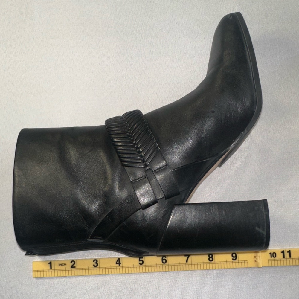AD & DAUGHTERS Women's Size 7.5 Black Leather Declann Braided Chunky Heel Boot - Picture 15 of 15